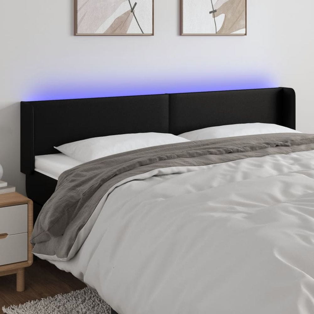 Vidaxl Čelo postele s LED čierne 183x16x78/88 cm umelá koža